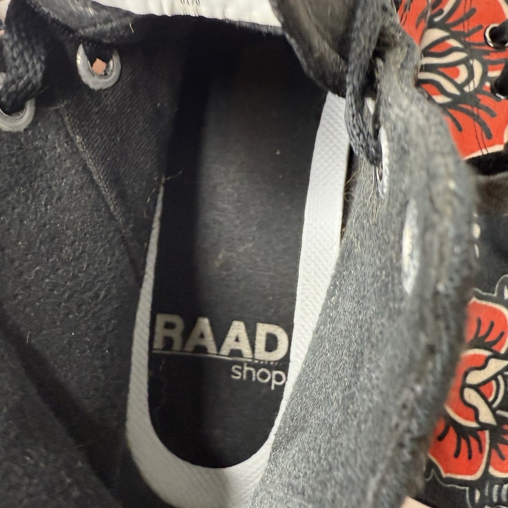 Raad Traditional Red Flower Dagger Black High Top Sneakers Shoes Womens 9.5 - Picture 13 of 14
